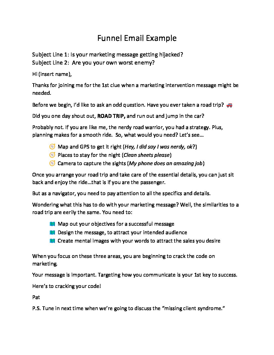 Funnel Email Example